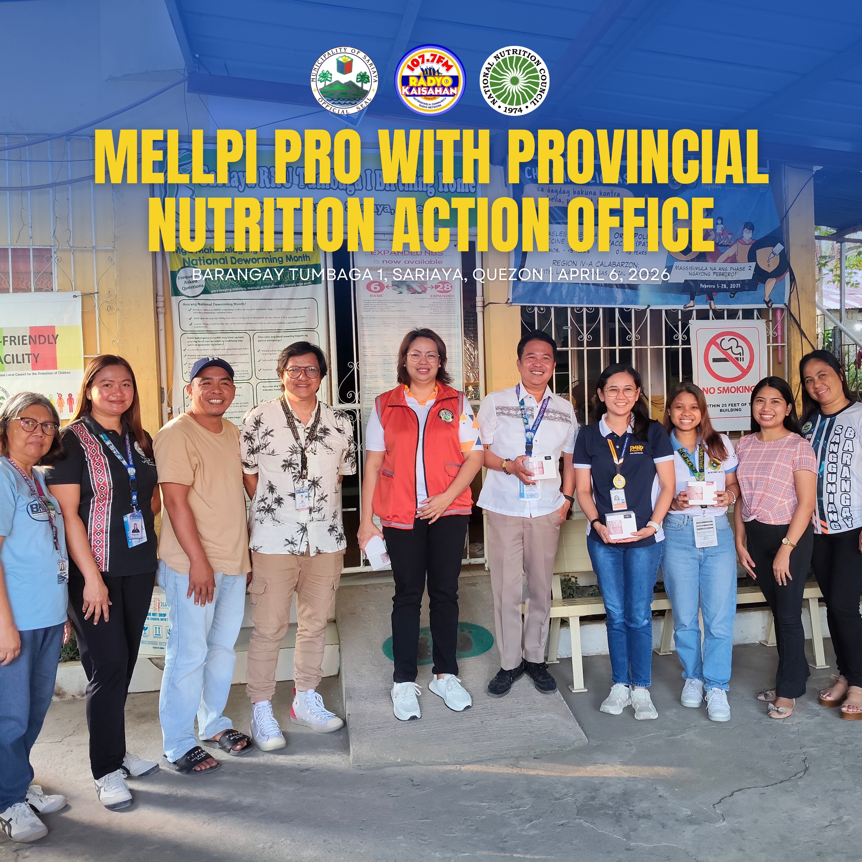 BARANGAY TUMABAGA 1 SA SARIAYA, ISINAILALIM SA MASUSING MONITORING AT EVALUATION PARA SA PROVINCIAL NUTRITION AWARDS